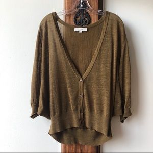 LOFT Deep V-neck Dolman Sleeve Crop Cardigan- L